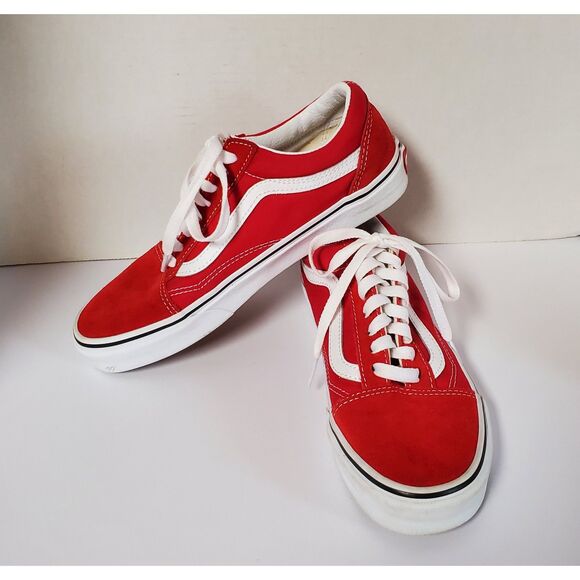 Vans Off The Wall Red Suede and Canvas Sneakers Size W/8, M/6.5 - Picture 4 of 7